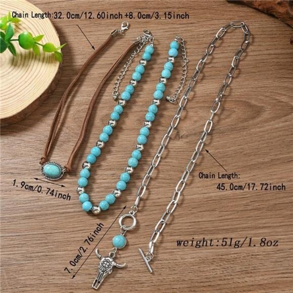 Layered Western Meli Cowgirl Necklaces for Women Vintage Rodeo Turquoise Beaded - Picture 4 of 6